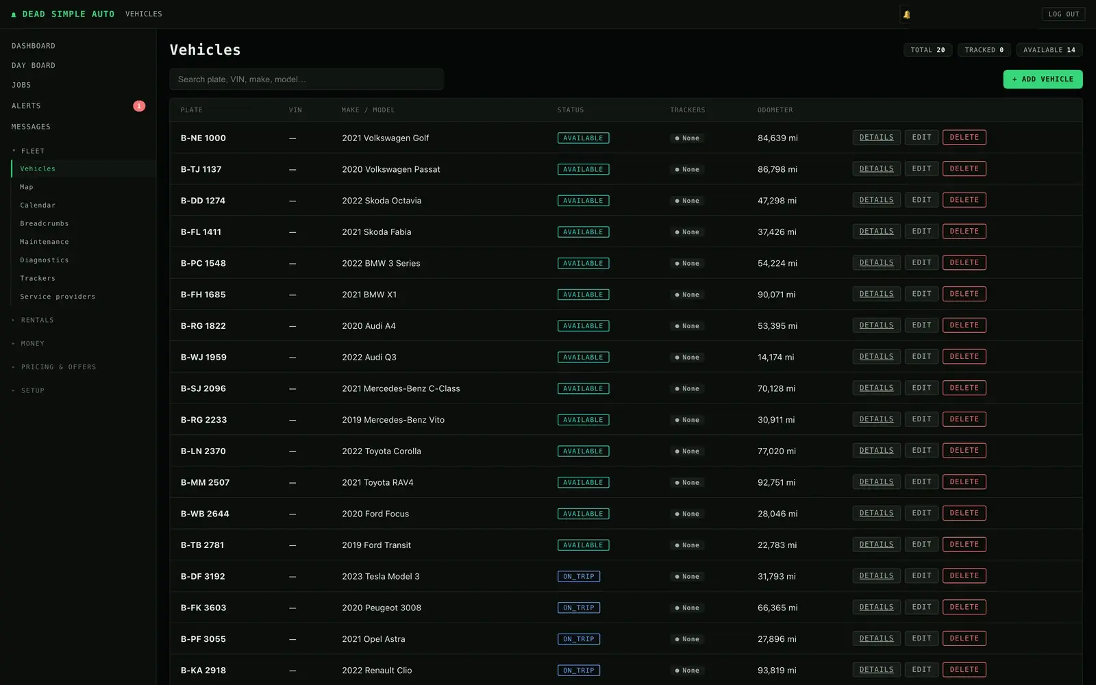 Vehicle list